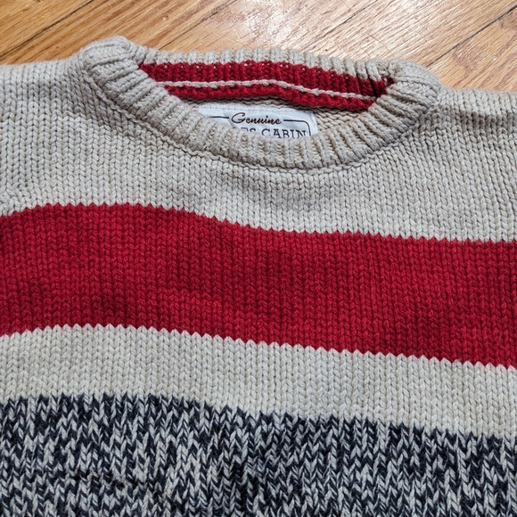 Roots Cabin Knit Sweater Grey Tan Red 8-12 months unisex boy girl winter outdoor - Picture 3 of 9